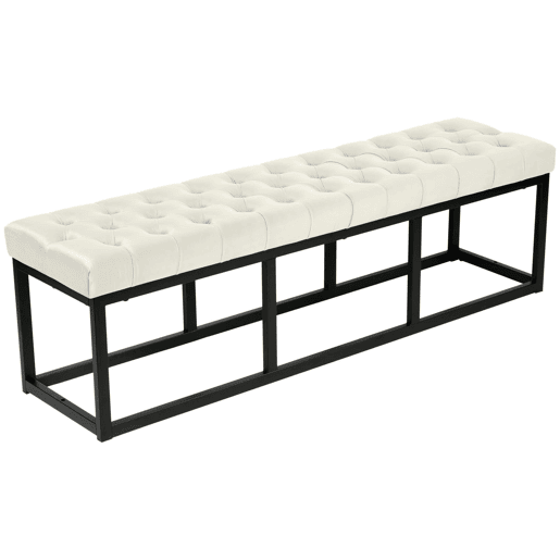 Banco Polson Terciopelo Negro Crema 37X150X42 cm
