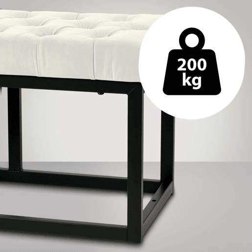 Banco Polson Terciopelo Negro Crema 37X150X42 cm