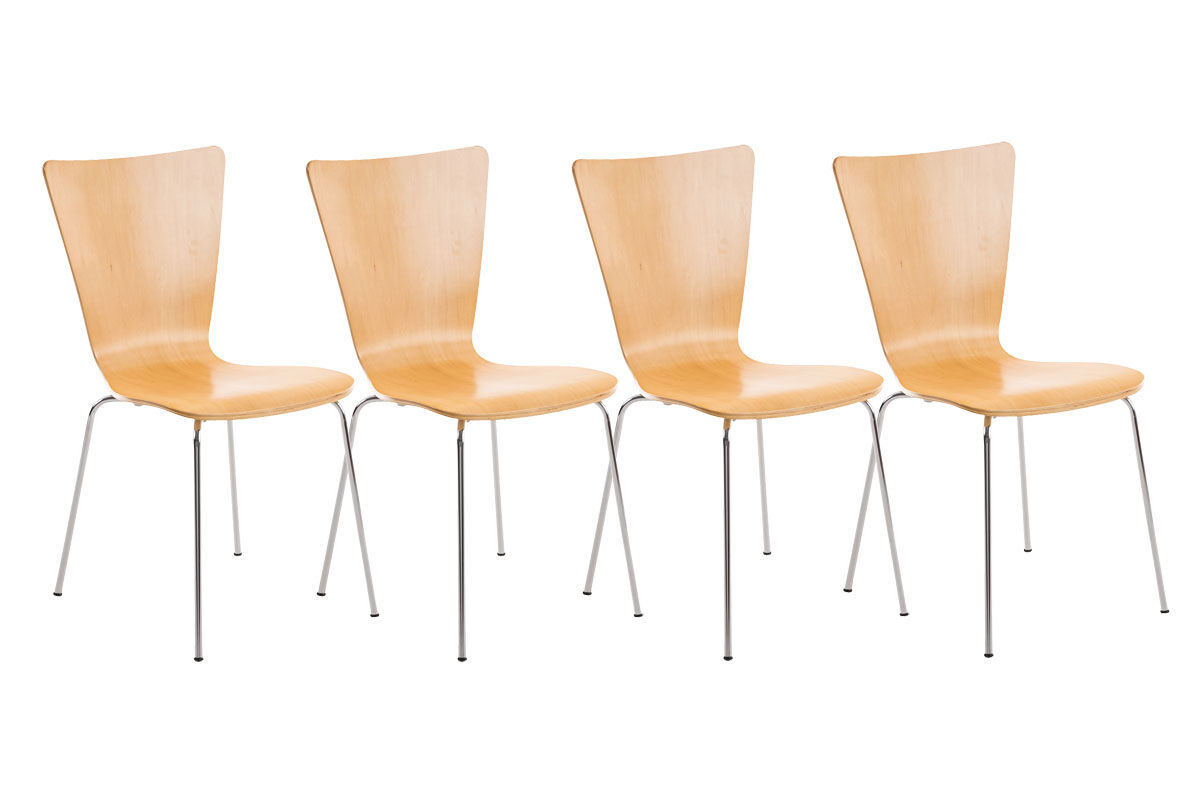 Set 4x sillas de visita aaron madera natural 50x43x84 cm