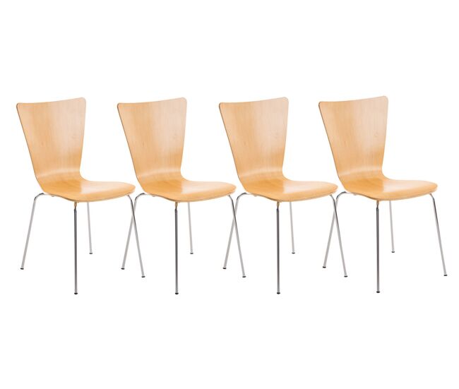 Set 4x sillas de visita aaron madera natural 50x43x84 cm