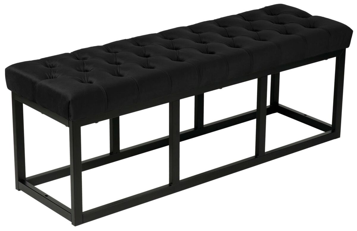 Banco polson terciopelo negro negro 37x120x42 cm