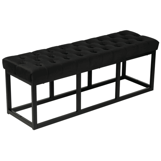 Banco Polson Terciopelo Negro Negro 37X120X42 cm