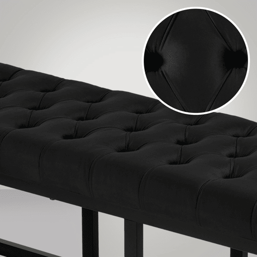 Banco Polson Terciopelo Negro Negro 37X120X42 cm