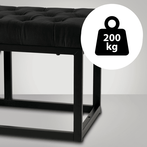 Banco Polson Terciopelo Negro Negro 37X120X42 cm