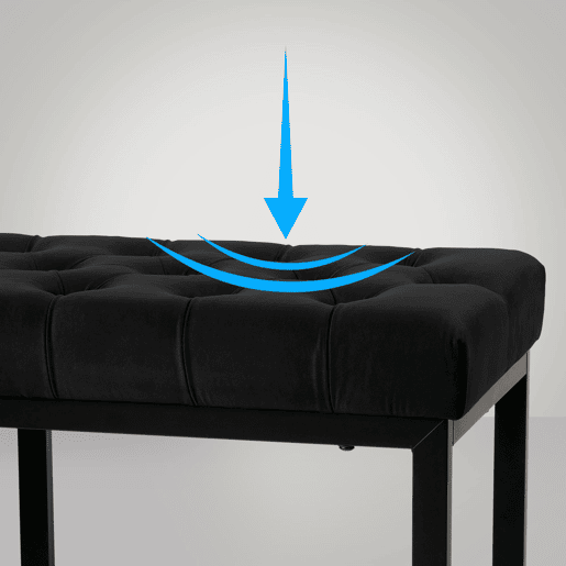 Banco Polson Terciopelo Negro Negro 37X120X42 cm