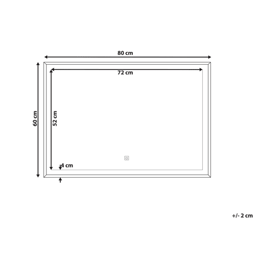 Espelho LED para casa de banho ARGENS 80 cm 60 cm Prateado