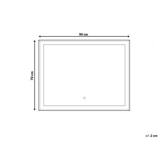 Espelho LED para casa de banho ARGENS 90 cm 70 cm Prateado