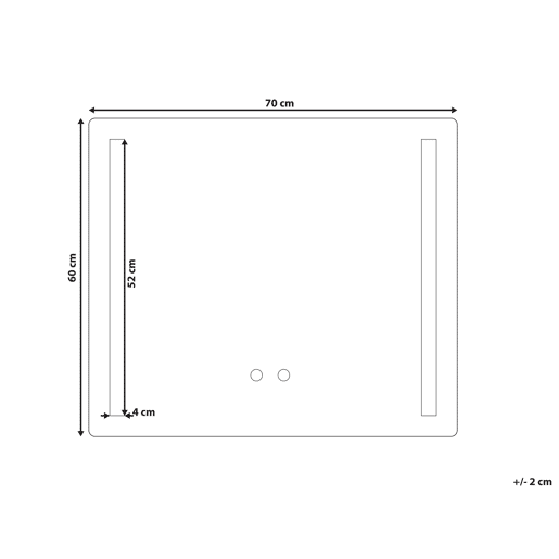 Espelho LED para casa de banho LIRAC 70 cm 60 cm Prateado