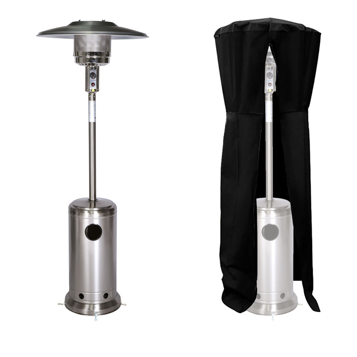 Calentador de patio OSLO de acero a gas con cubierta