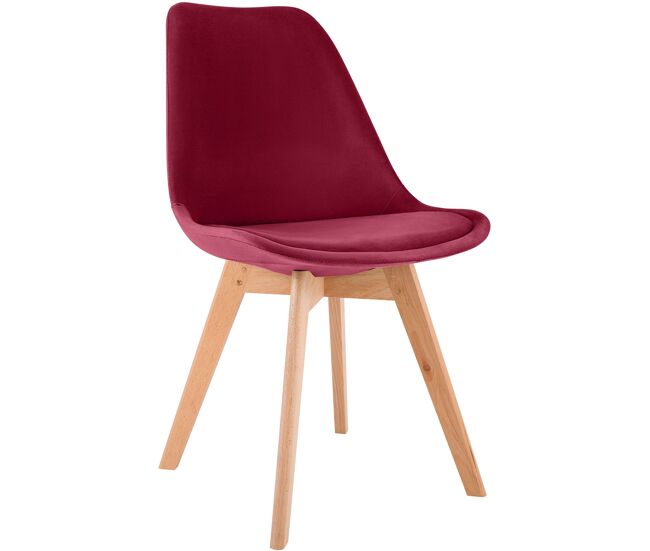 Silla linares en estilo nórdico terciopelo rojo 50x49x83 cm