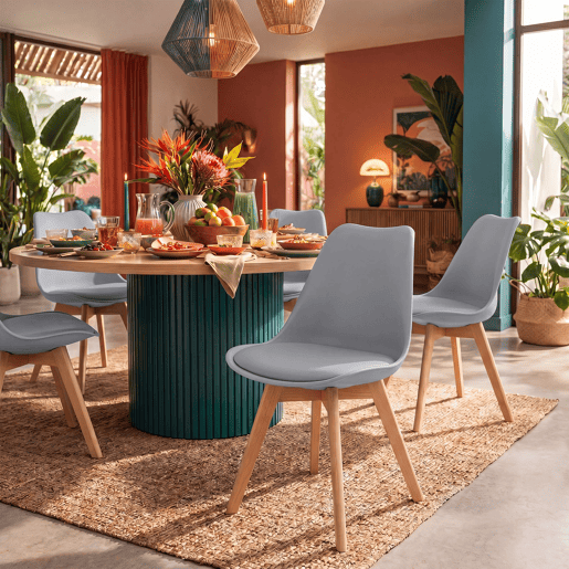 Silla de comedor Linares elegante y cómoda para tu hogar Plástico Gris 50X49X83 cm