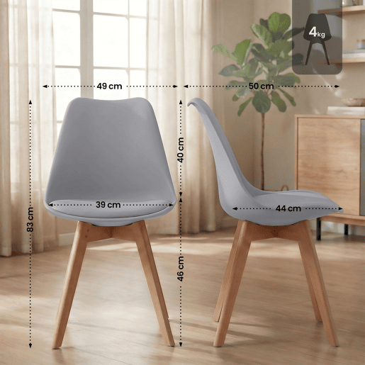 Silla de comedor Linares elegante y cómoda para tu hogar Plástico Gris 50X49X83 cm