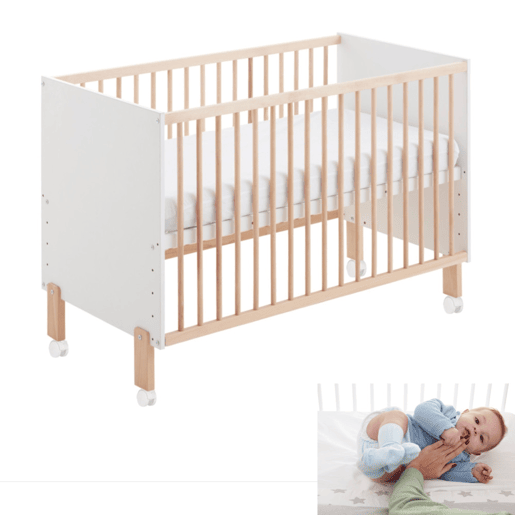 Berço co-leito Umami 120x60 + kit co-leito + 4 rodas