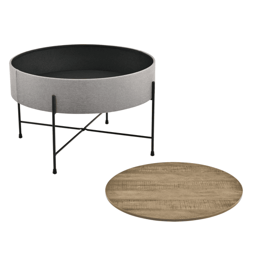 Mesinha Tauranga com aglomerado removíveltampo metálico 40 x 60 cm - Cinzento e Preto en.casa