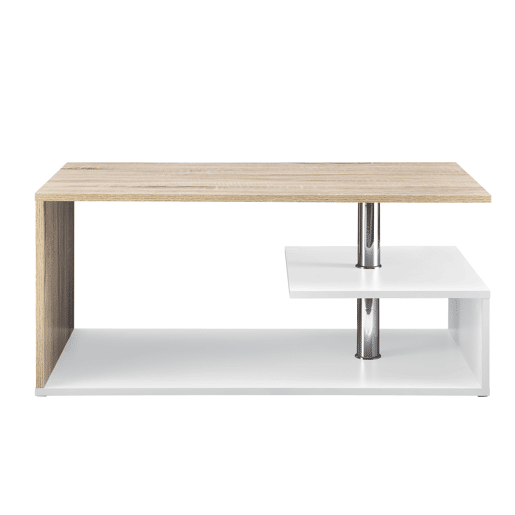 Mesa de centro Haarlem com prateleira em aglomerado 90 x 50 x 41 cm - Efeito branco e carvalho en.casa