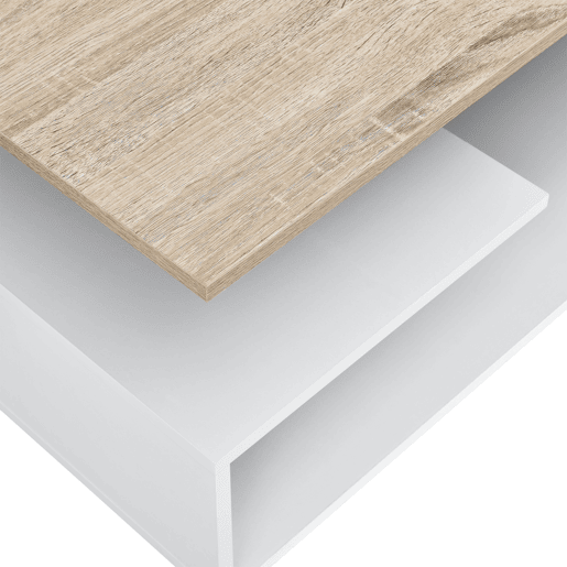 Mesa de centro Haarlem com prateleira em aglomerado 90 x 50 x 41 cm - Efeito branco e carvalho en.casa