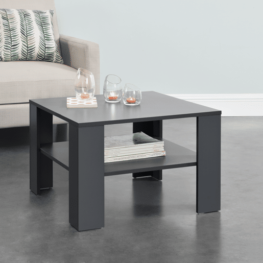 Mesinha Aachen com prateleira inferior aglomerada 60 x 60 x 40 cm - Cinzento Escuro en.casa