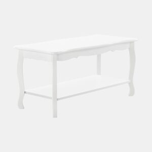 Mesinha Pearl Vintage com MDF lacado e prateleira de pinho 88 x 40 x 42 cm - Branco en.casa