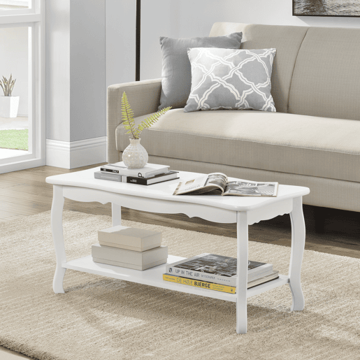 Mesinha Pearl Vintage com MDF lacado e prateleira de pinho 88 x 40 x 42 cm - Branco en.casa