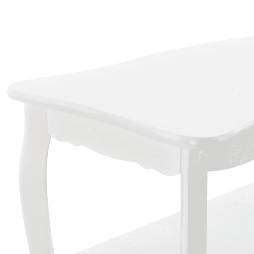 Mesinha Pearl Vintage com MDF lacado e prateleira de pinho 88 x 40 x 42 cm - Branco en.casa