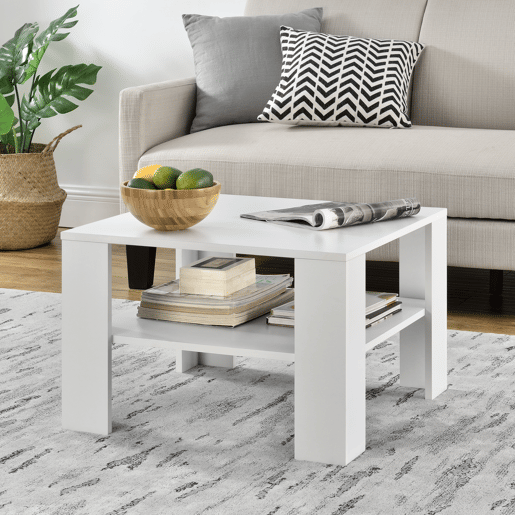 Mesinha Aachen com prateleira inferior aglomerada 60 x 60 x 40 cm - Branco en.casa
