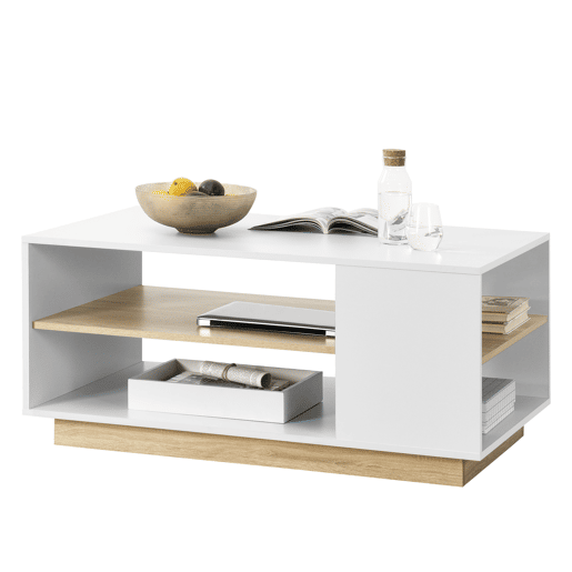 Mesinha Trelleborg com prateleira de aglomerado 46 x 100 x 60 cm - Branco e Carvalho en.casa