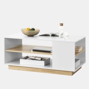 Mesinha Trelleborg com prateleira de aglomerado 46 x 100 x 60 cm - Branco e Carvalho en.casa
