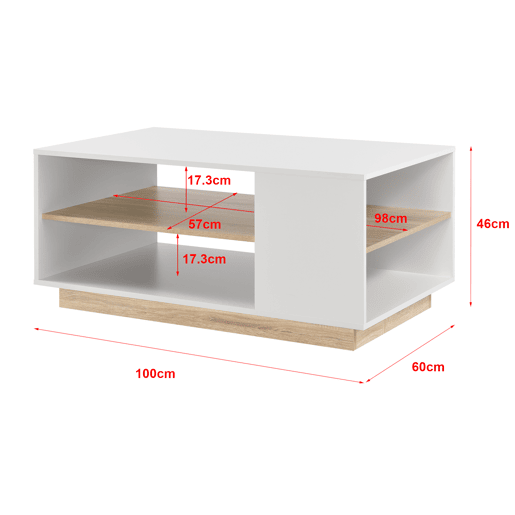 Mesinha Trelleborg com prateleira de aglomerado 46 x 100 x 60 cm - Branco e Carvalho en.casa