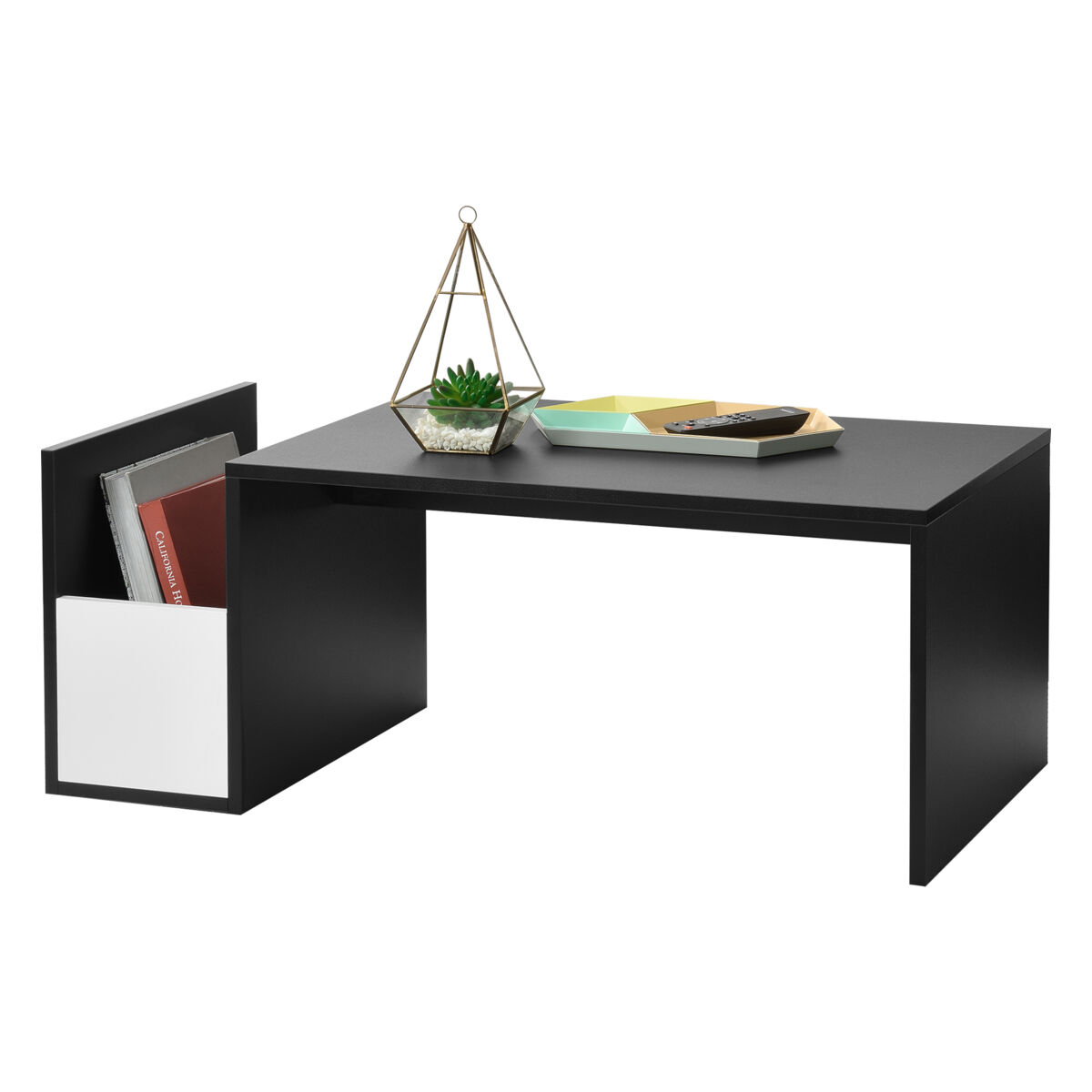 Mesa de centro bollnäs con compartimento lateral aglomerado 90 x 45 x 35 cm - negro [en.casa]