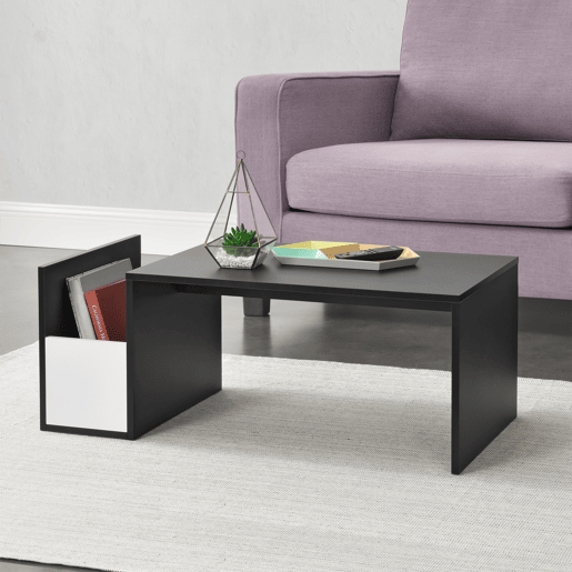 Mesinha Bollnäs com compartimento lateral de aglomerado 90 x 45 x 35 cm - Preto en.casa