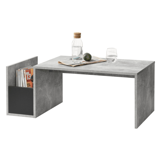 Mesinha Bollnäs com compartimento lateral de aglomerado 90 x 45 x 35 cm - Efeito concreto en.casa