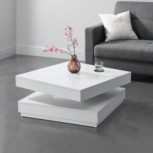 Mesa de centro Florenz tampo giratório 76x76x38 cm Branco en.casa