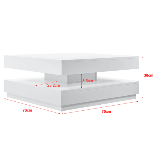 Mesa de centro Florenz tampo giratório 76x76x38 cm Branco en.casa