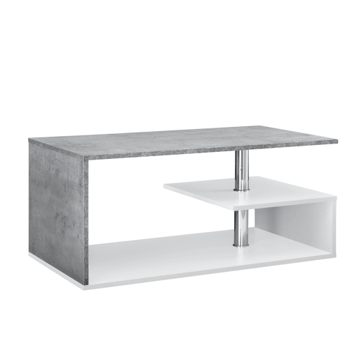 Mesa de centro Haarlem com prateleira de aglomerado 90 x 50 x 41 cm - Branco e aspeto de betão en.casa