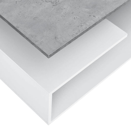 Mesa de centro Haarlem com prateleira de aglomerado 90 x 50 x 41 cm - Branco e aspeto de betão en.casa
