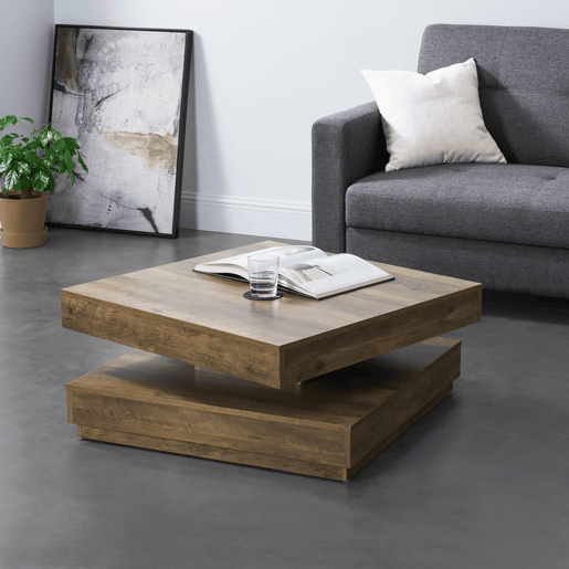 Mesa de centro Florenz tampo giratório 76x76x38 cm Aspeto madeira en.casa