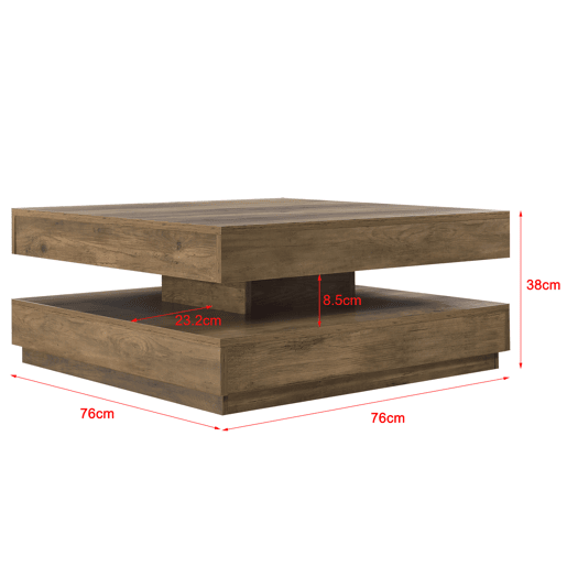 Mesa de centro Florenz tampo giratório 76x76x38 cm Aspeto madeira en.casa
