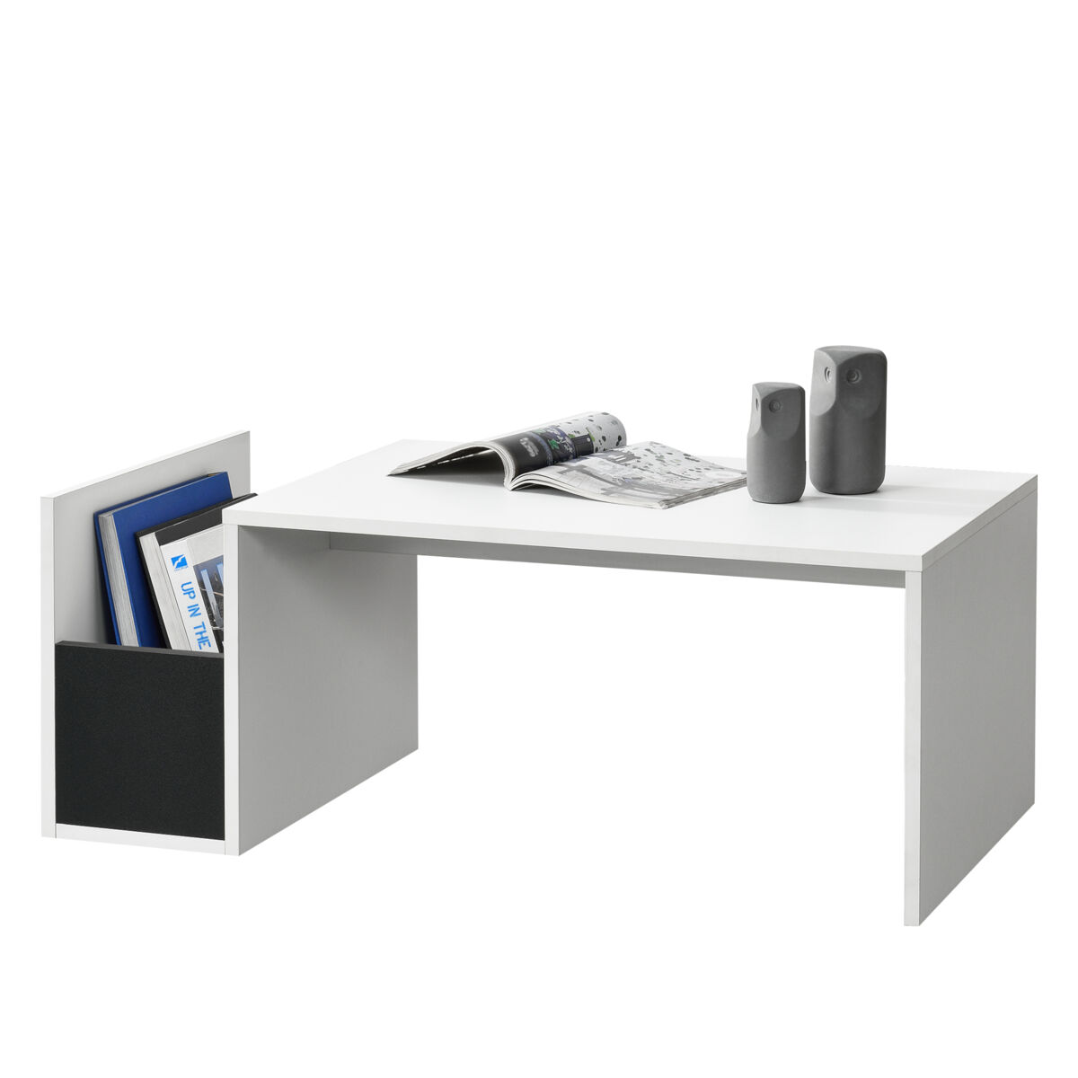 Mesa de centro bollnäs con compartimento lateral aglomerado 90 x 45 x 35 cm - blanco [en.casa]