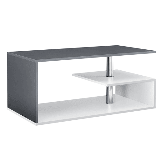Mesa de centro Haarlem com prateleira de aglomerado 90 x 50 x 41 cm - Branco e cinzento escuro en.casa
