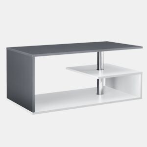 Mesa de centro Haarlem com prateleira de aglomerado 90 x 50 x 41 cm - Branco e cinzento escuro en.casa
