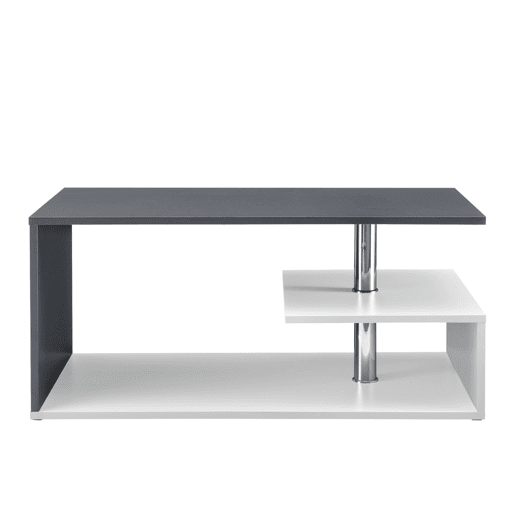 Mesa de centro Haarlem com prateleira de aglomerado 90 x 50 x 41 cm - Branco e cinzento escuro en.casa