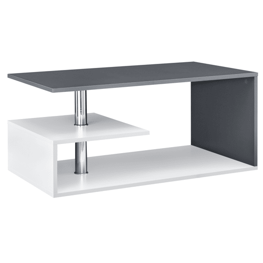 Mesa de centro Haarlem com prateleira de aglomerado 90 x 50 x 41 cm - Branco e cinzento escuro en.casa