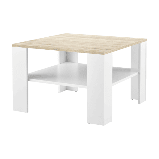 Mesinha Aachen com prateleira inferior Achipboard 60 x 60 x 40 cm - Branco e Carvalho in.casa