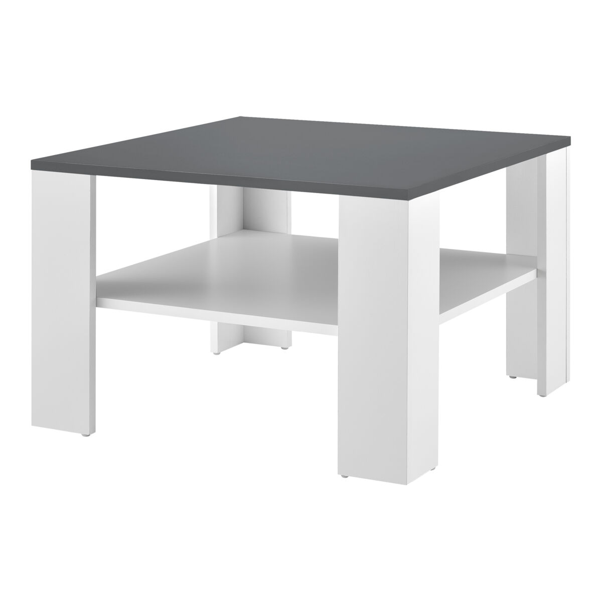 Mesa de centro aachen con estante inferior aglomerado 60 x 60 x 40 cm - blanco y gris oscuro [en.casa]