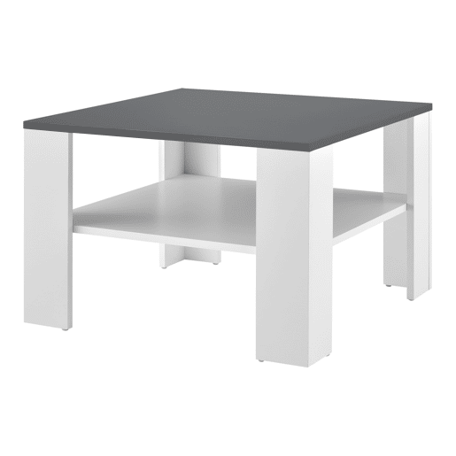 Mesinha Aachen com prateleira inferior aglomerada 60 x 60 x 40 cm - Branco e Cinzento Escuro en.casa