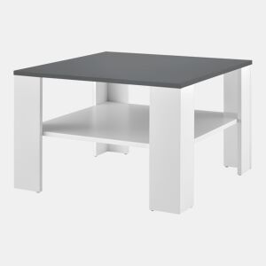 Mesinha Aachen com prateleira inferior aglomerada 60 x 60 x 40 cm - Branco e Cinzento Escuro en.casa