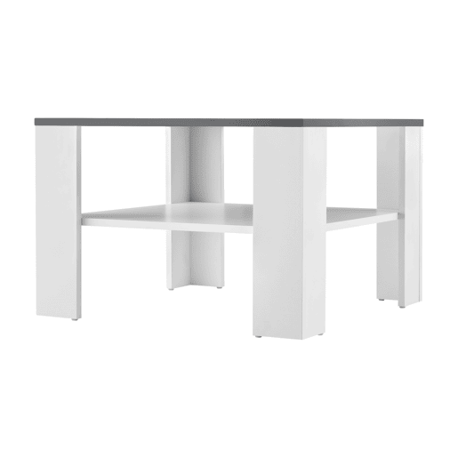 Mesinha Aachen com prateleira inferior aglomerada 60 x 60 x 40 cm - Branco e Cinzento Escuro en.casa