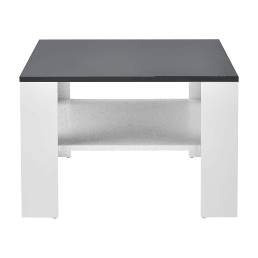 Mesinha Aachen com prateleira inferior aglomerada 60 x 60 x 40 cm - Branco e Cinzento Escuro en.casa