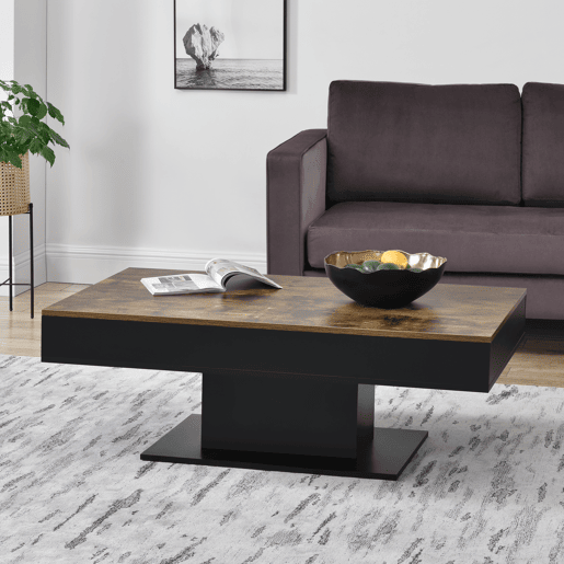 Mesa de centro Chipboard Lünen 40 x 110 x 60 cm - Efeito madeira e preto en.casa