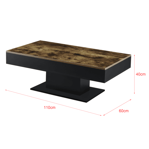 Mesa de centro Chipboard Lünen 40 x 110 x 60 cm - Efeito madeira e preto en.casa